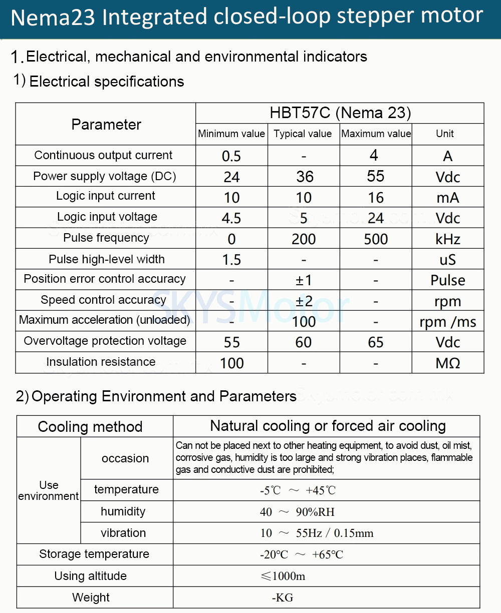 Motor paso a paso de circuito cerrado integrado Nema 23, serie HBT57, 1,2 Nm/2 Nm/3 Nm, con codificador de 1000 l&iacute;neas